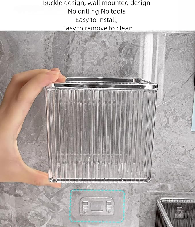 2 Pack Wall Toothbrush Holder for Shower Adhesive Shower Holder for Tooth Brush,Electric Toothbrush,Toothpaste,Razor,Makeup Brush,Hanging Wall Storage Organizer Bucket(Silver)