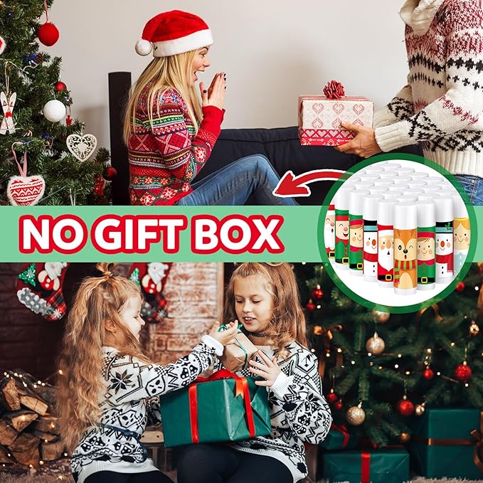 Dunzy 50 Pcs Lip Balm in Bulk Gift Set Moisturizing Lip Moisturizer Christmas Party Baby Shower Favors Christmas Party Gifts with Assorted Fruit Flavors for Women Men Dry Chapped Lips Gifts