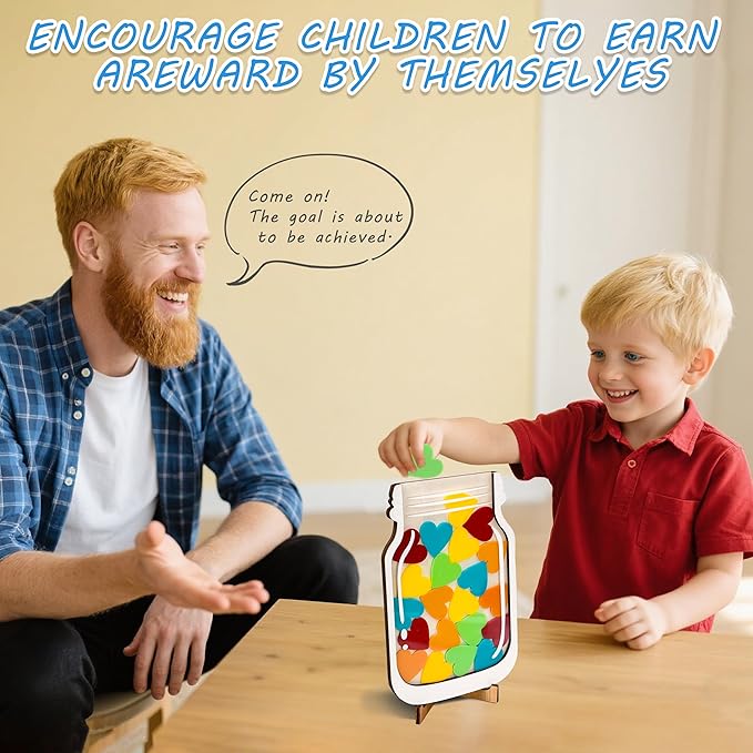 Magnetic Reward Jar System, Personalized Stars Reward Jar for Students Kids Behavior, Magnetic Reward Jar for Classroom Board Behavior Management Home Reward Jar for Boys Girls (Heart)