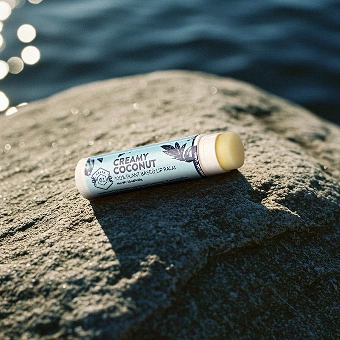 Crate 61 Lip Balm 3-Pack – Creamy Coconut – Plastic-Free Plant Pod® Tube – Made with USDA Organic Ingredients – Natural Lip Care for Dry Lips – Safe for Men, Women & Kids
