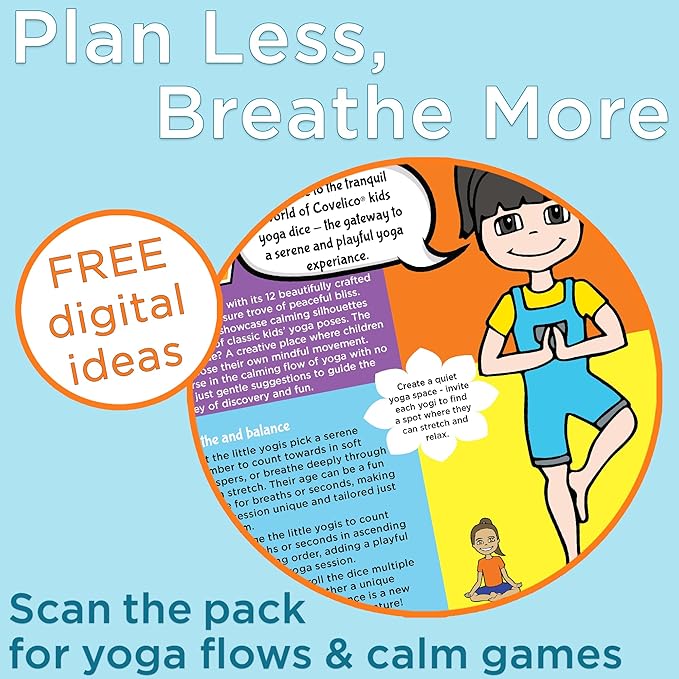 Yoga Dice - Yoga for Kids, Pose and Play Peaceful Kids Stretching Gymnastics Games and PE Equipment for Elementary School, Kindergarten, and Preschool, 12-Sided Foam Large Dice for Children