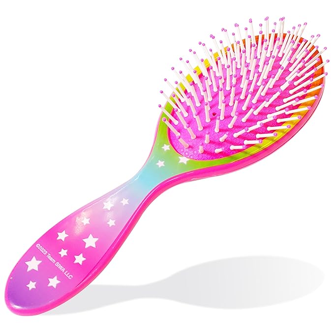 LUV HER Hair Brush 5 Pcs Set - 9 inch Detangling Brush For Girls + 4 Elastic Scrunchies For Kids - Hair Accessories Ages 3+