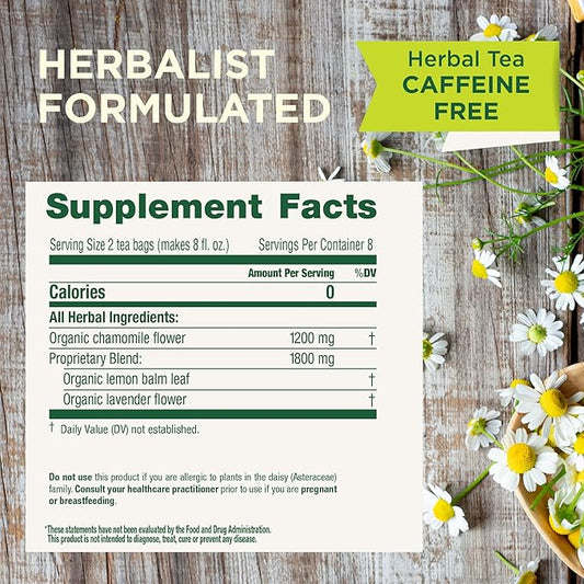 Traditional Medicinals Tea, Organic Chamomile & Lavendar, Stress Relief, 96 Tea Bags (6 Pack)