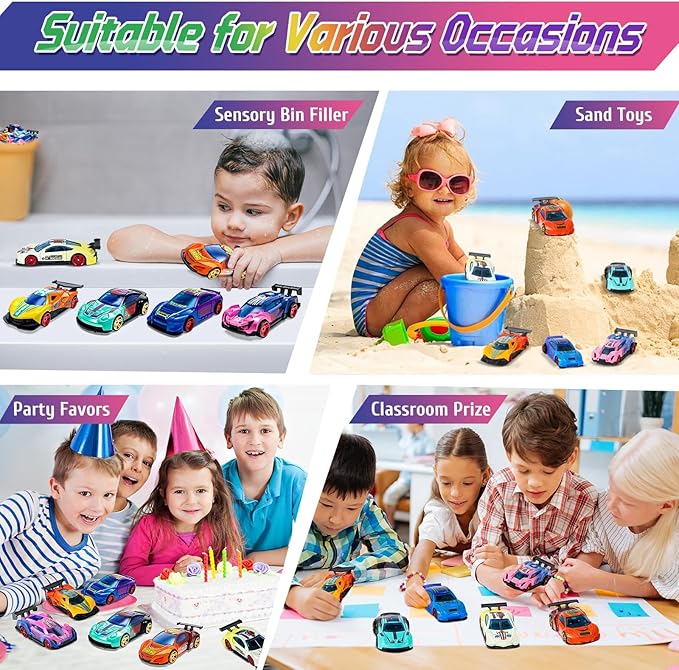 Color Changing Cars Toys Bath Toys for Ages 1-3 4-8 Christmas Stocking Stuffers Gifts for Kids Grandkids Boys Birthday Gifts Race Cars Themed Party Favors Goodie Bag Stuffers Sensory Die-Cast Toys