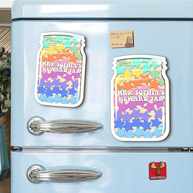 Personalized Reward Jars for Kids - Magnetic Reward Jar for Classroom Behavior – Incentive Jar with Stars for Teachers & Kids – Class Rewards Chart, Potty Training, Behavior Management, Style 02