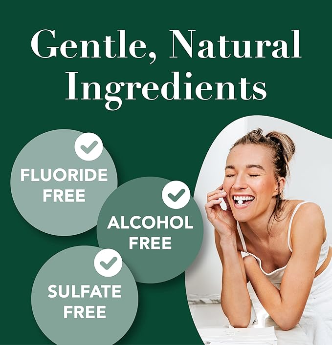 Terra & Co. Gentle Green Toothpaste Tablets – 5 Travel Sachets with 6 Fluoride-Free Tabs Each – Nano-Hydroxyapatite Mouthwash for Oral Health – TSA-Compliant, Plastic-Free, Mint Flavor, Eco-Friendly