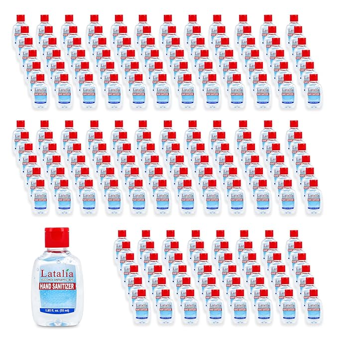 Latalia Mini Hand Sanitizer Travel Size Pack of 192 | 1.85 fl oz with 80% Alcohol Small Hand Sanitizer Bulk For Non-Sticky, Unscented, Gentle & Fresh Hands Anytime
