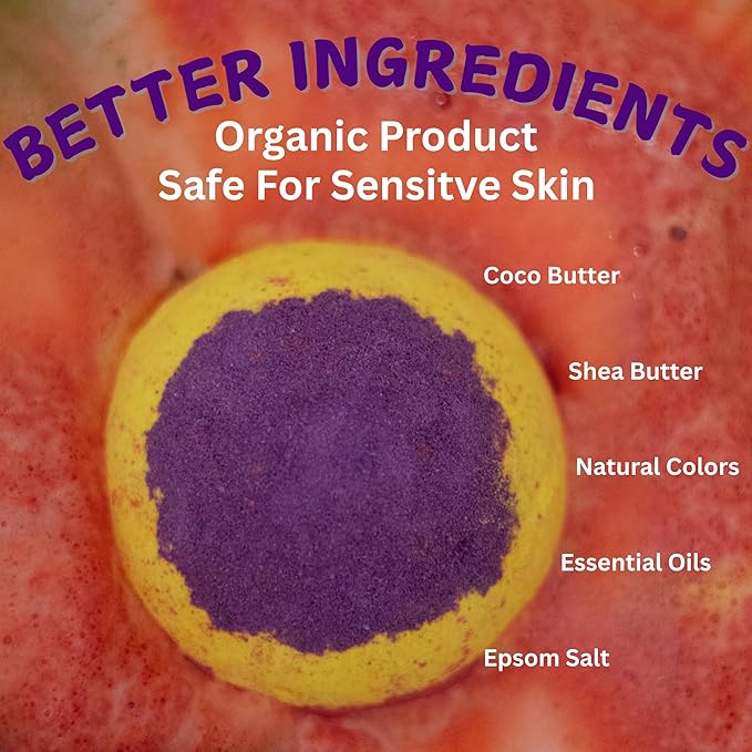 EvolutionUSA 1pc Epic Superhero Bath Bombs for Kids, Super Hero Bath Bomb with Toy Inside, Lush Childrens Bathbomb, Organic Bathbomb with Surprise Inside, Fizzy Fun Superhero Bath Ball Bath Toy