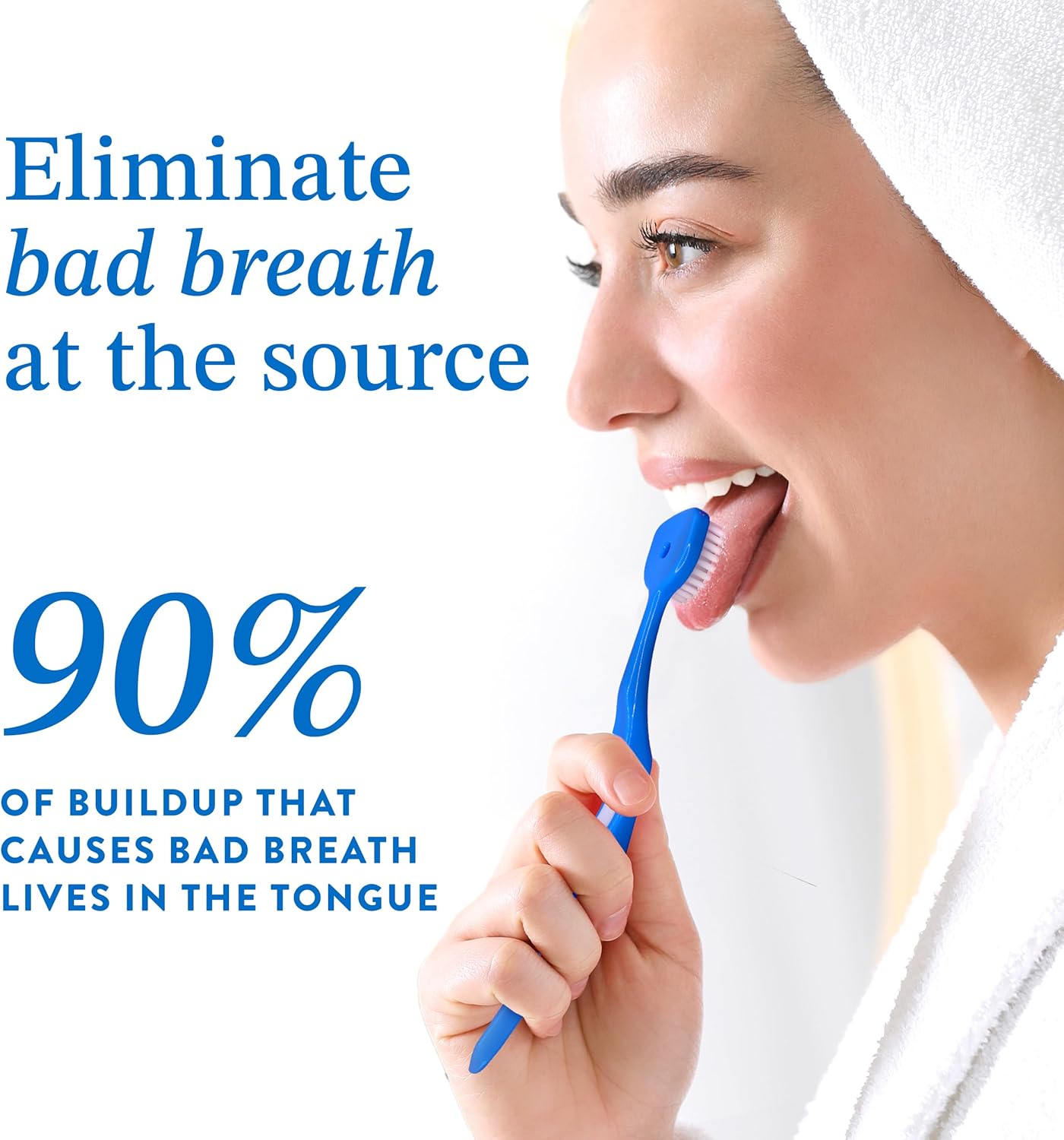 Soft Bristle Tongue Brush for Adults (1 Pack), Reduce Bad Breath & Improve Oral Hygiene, Tongue Scraper Brush Ergonomic Handle & Protective Cap, Tongue Cleaner for Adults, Tongue Scraper for Adults