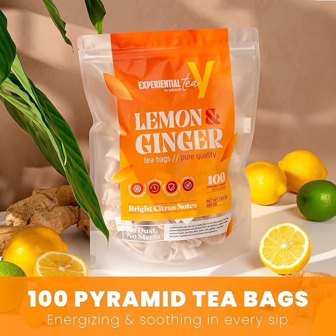 LEMON & GINGER, loose leaf 100 tea bags BRIGHT, ZESTY AND SOOTHING