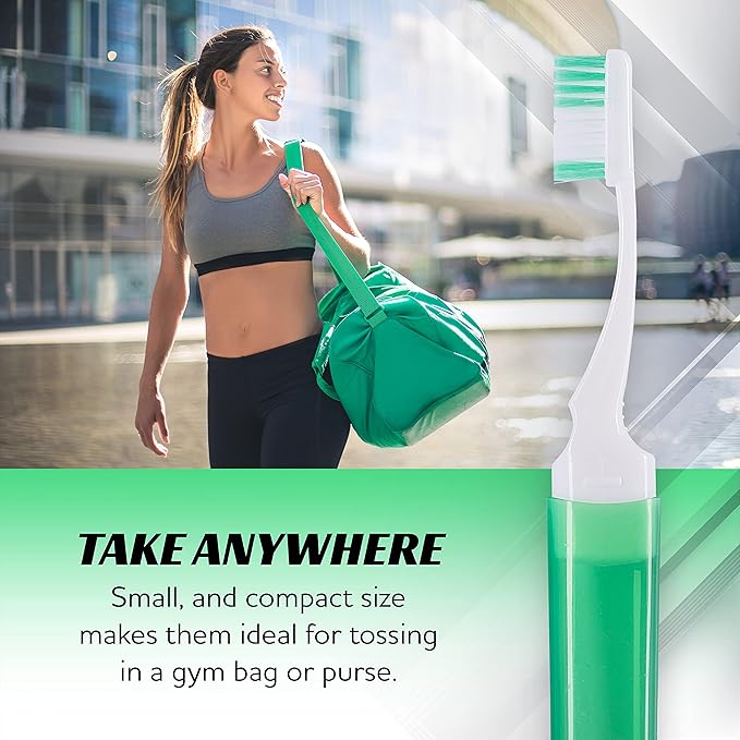 Lingito Mini Toothbrush with Cover - Camping & Travel Size, Adult Kit (6 Pack)