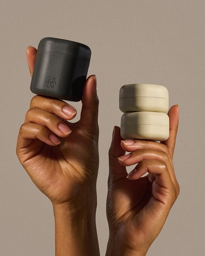 Cadence Travel Containers - Core Skincare Set - Magnetic Containers with Lids,2 Small (0.56oz) & 3 Medium (1.32oz) - Cleanser, Moisturizer, Serum, Makeup Remover & Sun Icon Labels - Eucalyptus