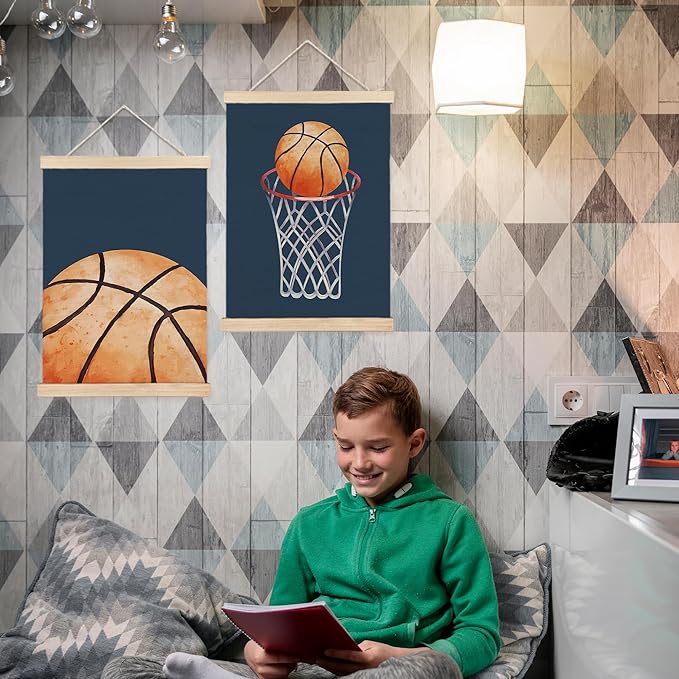 FDHSPAAM Basketball Wall Art Decor for Boys Room, Basketball Lover Gifts, Vintage Sport Wall Art Posters for Boys Bedroom Gym Sports Room Man Cave, 12x16 Inch Set of 2