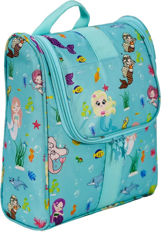 Cute Cartoon Hanging Kids Toiletry Bag Children Travel Cosmetic Makeup Organizer Wash Bag Shower bag Over Night Bag Camping Shaving Kit Bag for Boys & Girls (Mermaid)