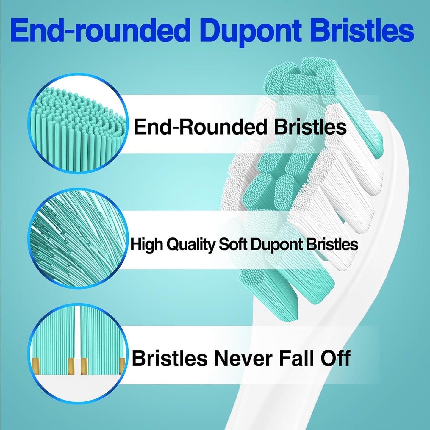 Fit for Philips Sonicare Replacement Heads, Toothbrush Replacement Brush Heads Compatible with Phillips Sonicare Click on Electric Toothbrush, 10 Pack