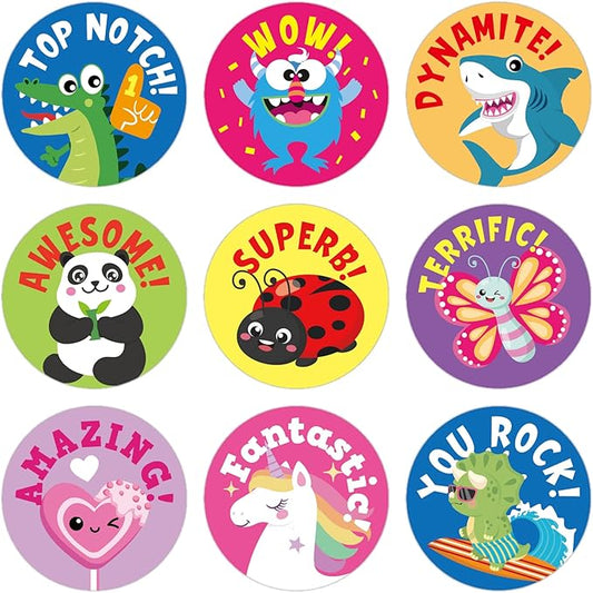 Gooji Small Reward Stickers for Kids, 1008 Pc. Sticker Pack for Teachers, Classroom, Motivational Class Supplies for Students, Boy Girl Toddler Good Job Incentive Behavior School Chart, 1” Round