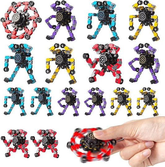 Transformable Fidget Spinners 16 Pcs for Kids and Adults Stress Relief Sensory Toys for Boys and Girls Fingertip Gyros for Party Favors Easter Gifts for Kids