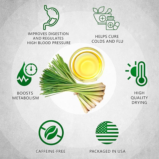 TeaDreamTea Lemongrass Herbal Tea, 6 oz Loose Leaf - Caffeine Free, Decaffeinated, Bulk Lemongrass Tea for Metabolism - Easy to Brew, Natural Flavor, Endless Health Benefits