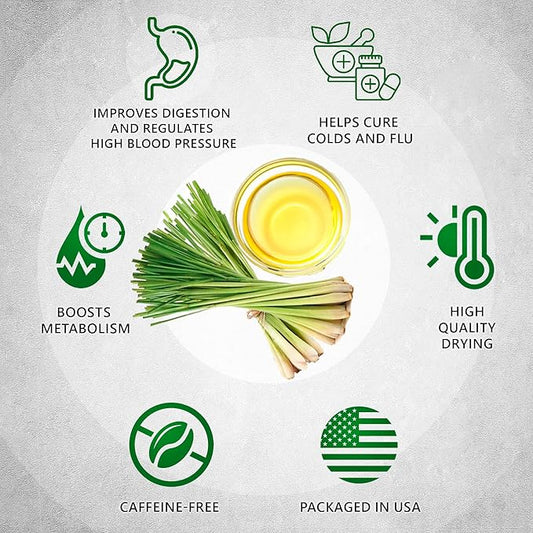 TeaDreamTea Lemongrass Herbal Tea, 6 oz Loose Leaf - Caffeine Free, Decaffeinated, Bulk Lemongrass Tea for Metabolism - Easy to Brew, Natural Flavor, Endless Health Benefits