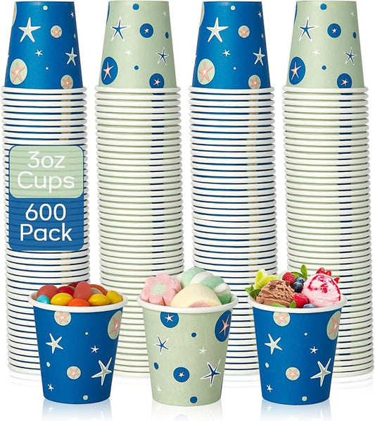 600 Pack 3 oz Paper Cups, Disposable Mini Cups for Mouthwash Espresso Snack Used for Bathroom, Party, Picnic, Travel and Events