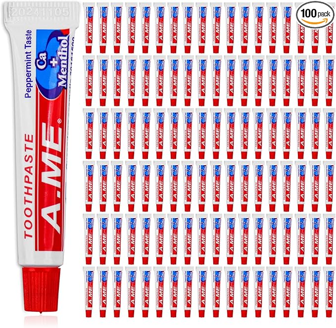 Travel Size Toothpaste Bulk, Disposable Small Portable Toothpaste, Travel Pocket Size for Vacation Hotel, Shelter/Homeless/Nursing Home/Charity Mini 0.35 oz (Pack of 100)