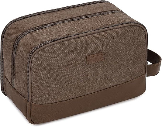 WANDF Travel Toiletry Bag for Men Large Toiletries Shaving Bag Water Resistant Hanging Dopp Kit Travel Accessories Bag for Women Men (Brown)
