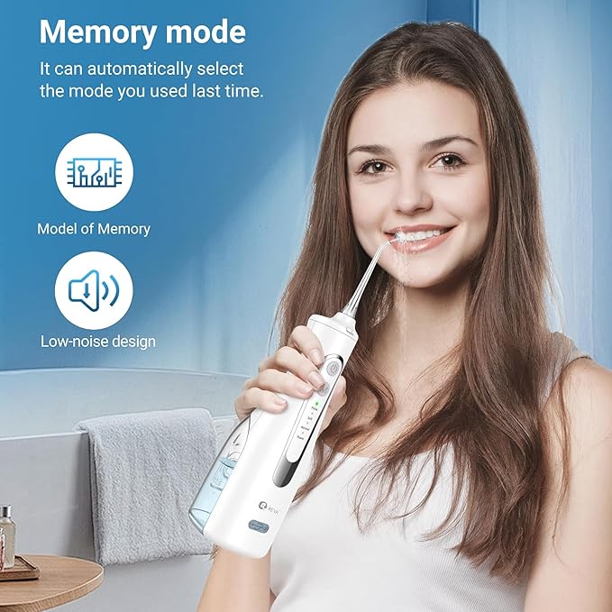 Cordless Water Flosser for Teeth, Gums & Braces – 4 Modes, 300ML Tank, 360° Nozzle, IPX7 Waterproof, USB Rechargeable 2000mAh Battery for Home & Travel (M149 Pro White)