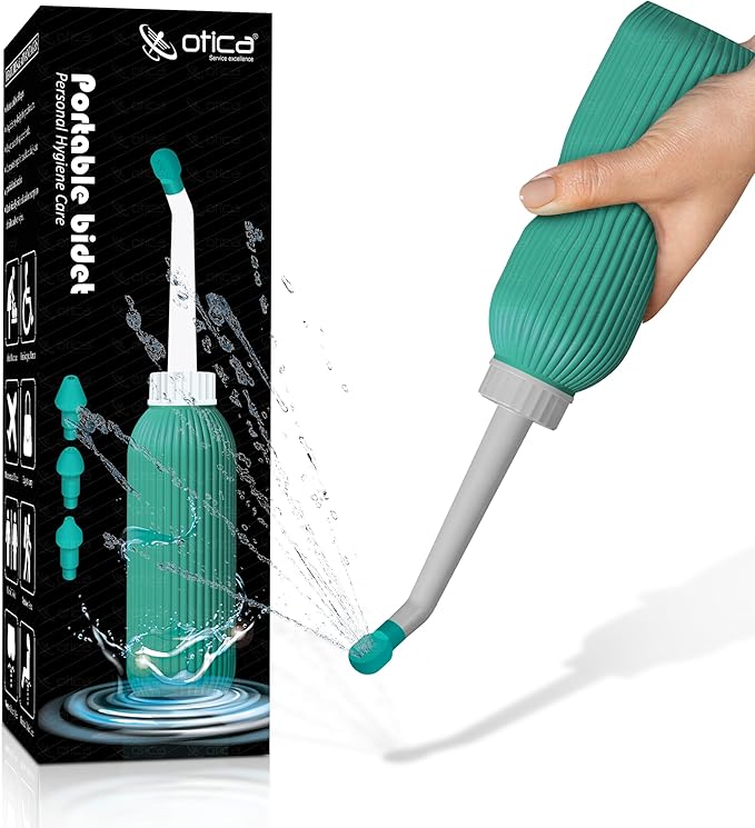 Upside Down Peri Bottle for Postpartum Care, Portable Bidet for Perineal Cleansing, 500ml Capacity,4 Nozzle Tips ,Angled Nozzle, Travel-Friendly, Handheld Washer for New Moms, Unisex