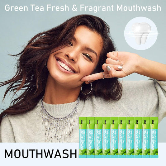 Mini Mouthwash Travel Size,Green Tea Flavor Portable Individual Travel Mouth Wash for Fresh Breath, Refreshing Long Lasting Gentle Oral Care Mouthwash Packs(Pack of 20)