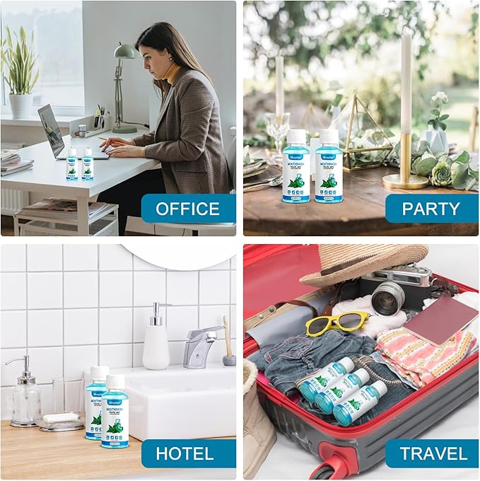 200 Travel Size Mouthwash Bulk Mini Fresh Mint Portable Mouthwash Individual 1.2oz/35ml Bottles for Travel Toiletry Kits