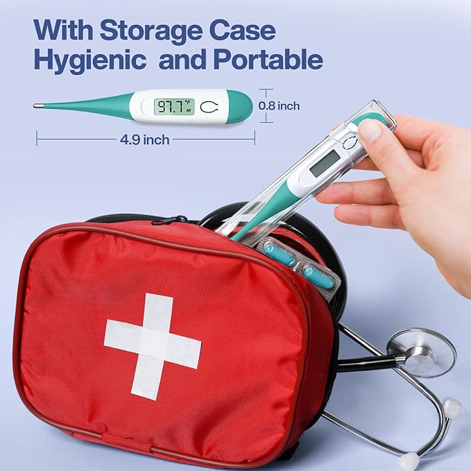 Boncare 10 Seconds Digital Thermometer for Adults and Kids - Accurate & Safe Rectal Thermometer for Baby with Fever Alarm, Oral Thermometer (Clear Blue)