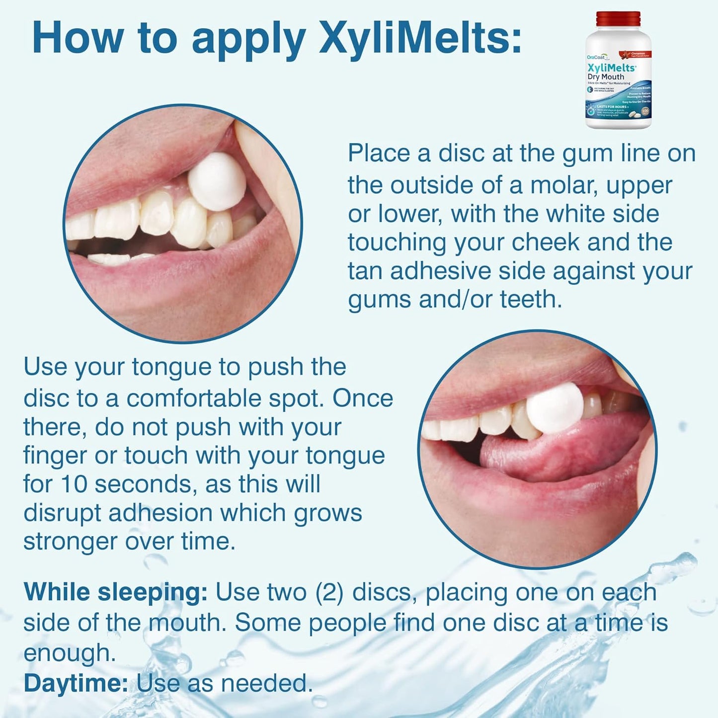Oracoat XyliMelts for Dry Mouth Night Time or Day - Moisturizing Dry Mouth Adhering Discs, Sugar Free with Xylitol, 100 Count, Cinnamon, 8-Hour Relief