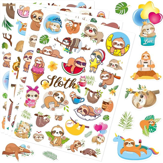 Cute Sloth Stickers Wild Jungle Forest Animal Decal Sticker 770 Counts Party Gifts Goodie Bags Decor Rewards Wild Life Birthday Party Favors Waterproof Water Bottle Laptop Invitation Stickers Decor
