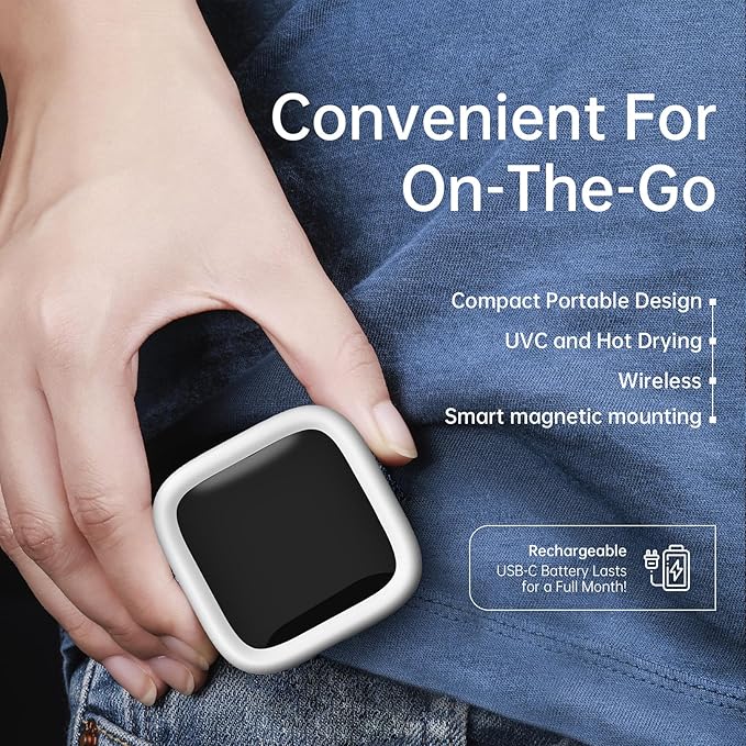 UV-C Toothbrush Sanitizer and Holder, Portable Toothbrush Case Magnetic Mounting, Rechargeable Toothbrush Cover for Any Toothbrush Head, Tooth Brush Cover Cap for Home & Travel (White)