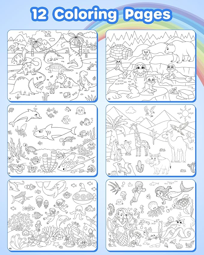 D-FantiX Animal Sticker Books for Toddlers 2-4 Years, Coloring Books for Kids Ages 2-4-6-8, 500+ Kids Stickers, Toddler Toys Road Trip Activities, Gifts for Girls Boys, Christmas Stocking Stuffers