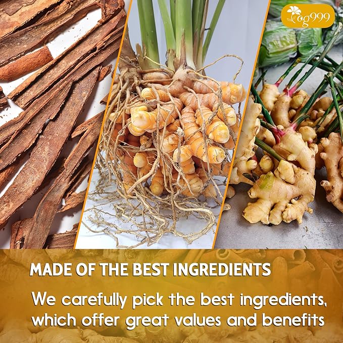 TOG999, 200 Bags Premium Turmeric Ginger Cinnamon Tea. Upgraded Version. Improve Digestion, Support Brain, Weight, Skin and Sleep. Eco-Conscious Tea Bags. No Sugar, No Caffeine, No Gluten, Vegan.