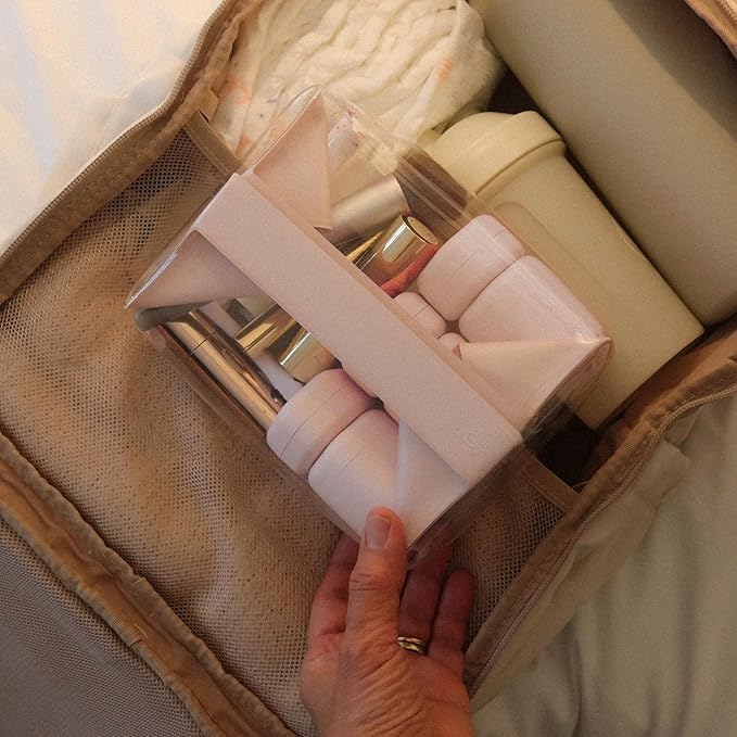 Cadence Parcel - Clear Kit with Magnetic Closure - Durable and Leak-Resistant Travel Toiletry Kit - TSA-Compliant & Modular Design - Hygiene Bag for Travel Essentials - 1 Qt - Rose