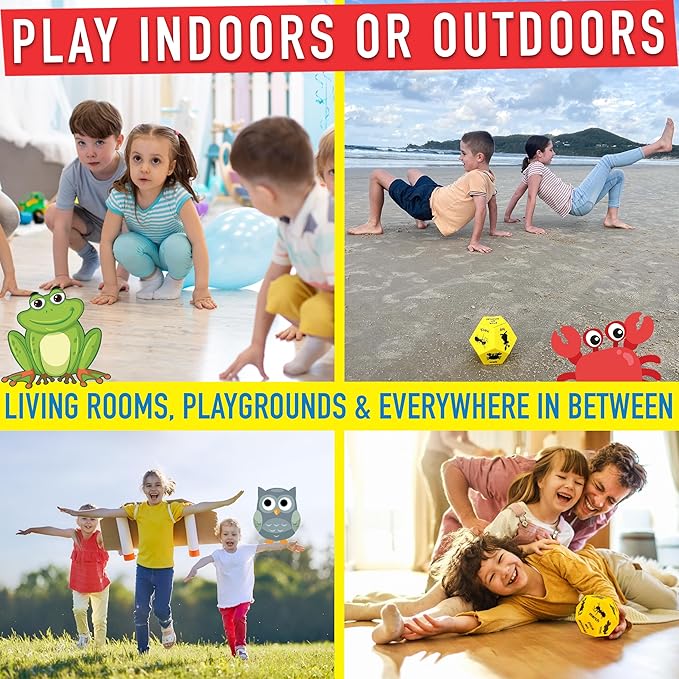 Animal Exercise Dice - Kids Exercise Equipment, Gross Motor Toys for Toddlers 3-5 & Physical Education Equipment, Recess Toys for Elementary Outside or Indoor Physical Activities for Kids