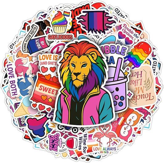200 Pcs Pride Stickers Rainbow Sticker Mixed Funny Stuff Vinyl Waterproof Decal Decore Laptop Water Bottle Scrapbook Hard Hat Gift for Men Boy Birthday
