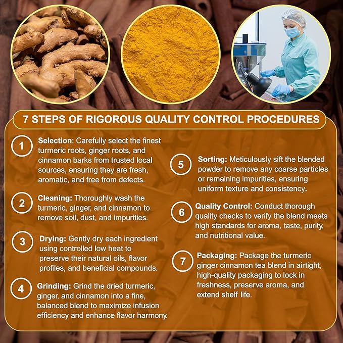 BOTAMONY, Premium 65 Turmeric Ginger Cinnamon Blend Tea Bags, Support Weight, Skin and Sleep, 100% Natural & No Additives & Caffeine Free