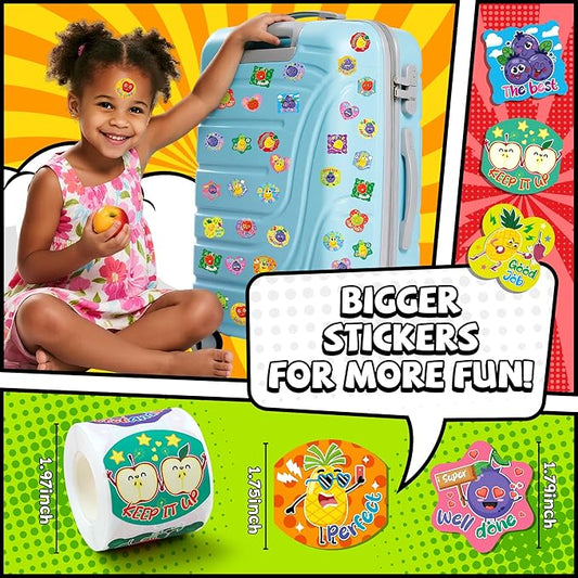 HORIECHALY 600 Pcs Scented Stickers for Kids, 3 Rolls Scratch and Sniff Smelly Motivational Reward Stickers, Classroom Encouragement School Smelly Sticker for Teachers, Students(1.57")