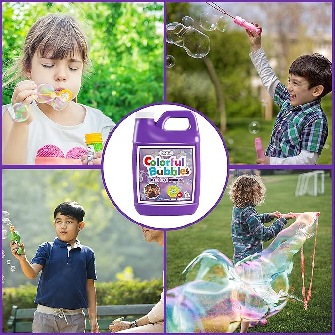 Lulu Home Bubble Concentrated Solution, 1 L/ 33.8 OZ Bubble Refill Solution for Kids Bubble Machine, Giant Bubble Wand, Bubble Blower Toys, Halloween Party Favors (Purple)