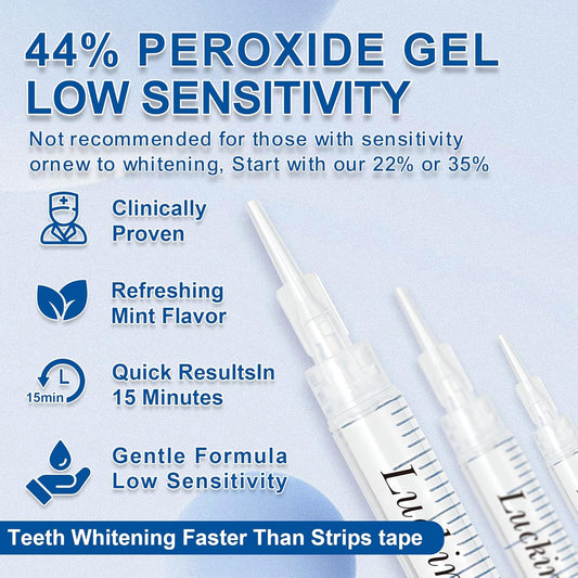 LUCKIN SMILE 10 * 3ML Teeth Whitening Gel Refill, 44% Carbamide Peroxide Suitable for Sensitive Teeth Whitening, 60 Whitening Treatments, Teeth Whiteners Used in Conjunction with Teeth Whitening Kit