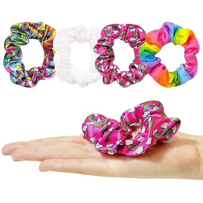 LUV HER Hair Brush 5 Pcs Set - 9 inch Detangling Brush For Girls + 4 Elastic Scrunchies For Kids - Hair Accessories Ages 3+