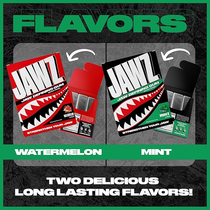 Jawline Chewing Gum (4 Month Supply) Mint - Define Your Jawline, Slim and Tone Your Face - Facial Exerciser for Men and Women - Sugar Free Hard Gum (10 Packs) (120 Pieces)