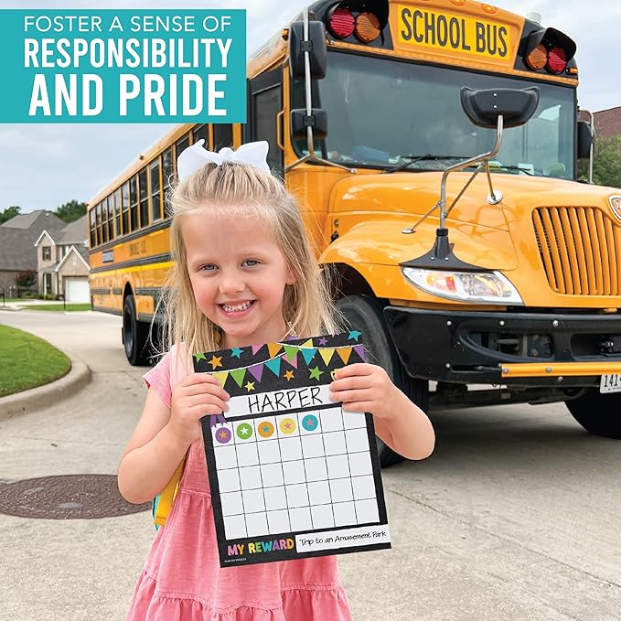 Sticker Chart for Kids Behavior at Home & Classroom - 25 Reward Chart for Kids Incentives, Gold Star Sticker Sheets, Chalkboard Theme Incentive Charts for Classroom Must Haves