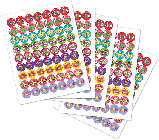 Sweetzer & Orange Teacher Reward Stickers – 1008 in 9 Designs, 1-Inch Motivational Sticker for Kids, Potty Training Reward and Teacher Supplies for Classroom