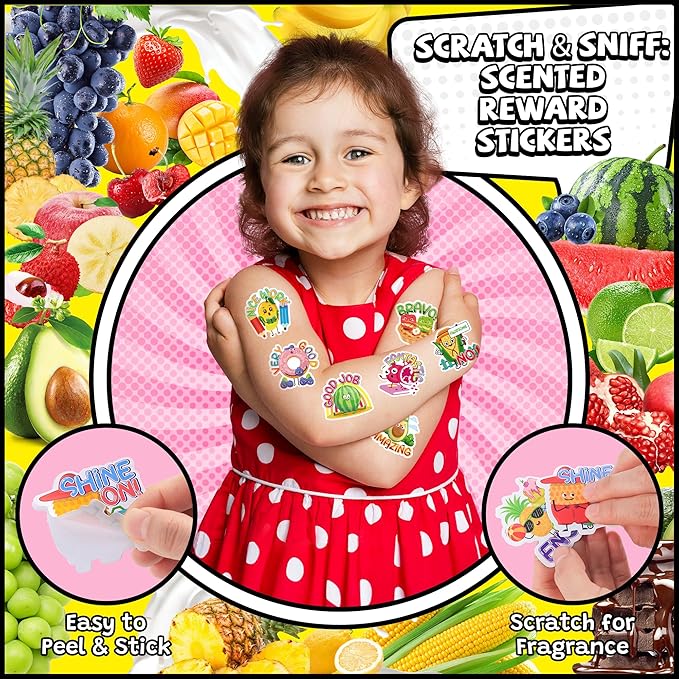 360PCS Scratch and Sniff Stickers, Large Scented Stickers for Kids & Teachers Single, Smelly Incentive Motivational Prize, Bigger Reward for Student Classroom Must Haves School Supplies, Reward Chart