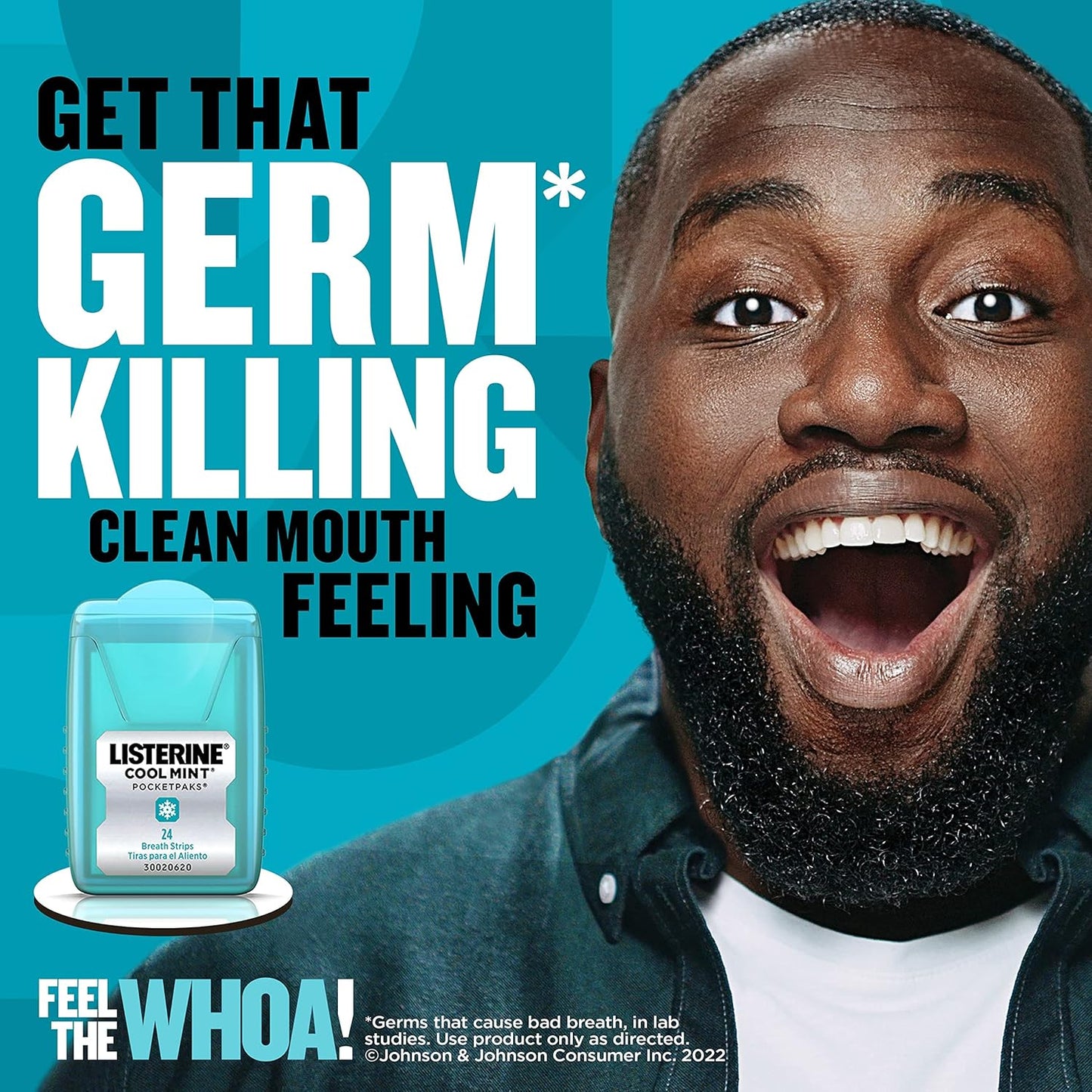 Listerine Cool Mint PocketPaks Portable Breath Strips for Bad Breath, Fresh Breath Strips to Kill 99% of Bad Breath Germs* On-The-Go, Cool Mint Flavor, 72 Per Pack (3x24) - (Pack of 6)