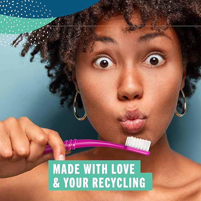 Preserve Eco Friendly Adult Toothbrushes, Made in The USA from Recycled Plastic, Lightweight Package, Ultra Soft Bristle BPA Free Tooth Brush, Colors Vary, 6 Pack